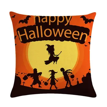 

Halloween Printed Design Back Cushion Pillowcase Cotton Linen Home Office Car Pillowcase Party Festival Home Decoration
