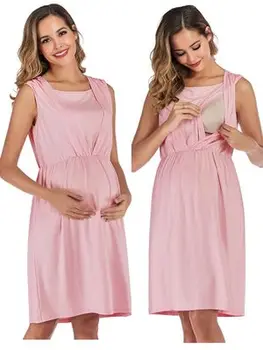 

Zipper Feeding Pregnancy Dress For Pregnant Women Clothes Nursing Maternity Dresses Casual Breastfeeding Maternity dress