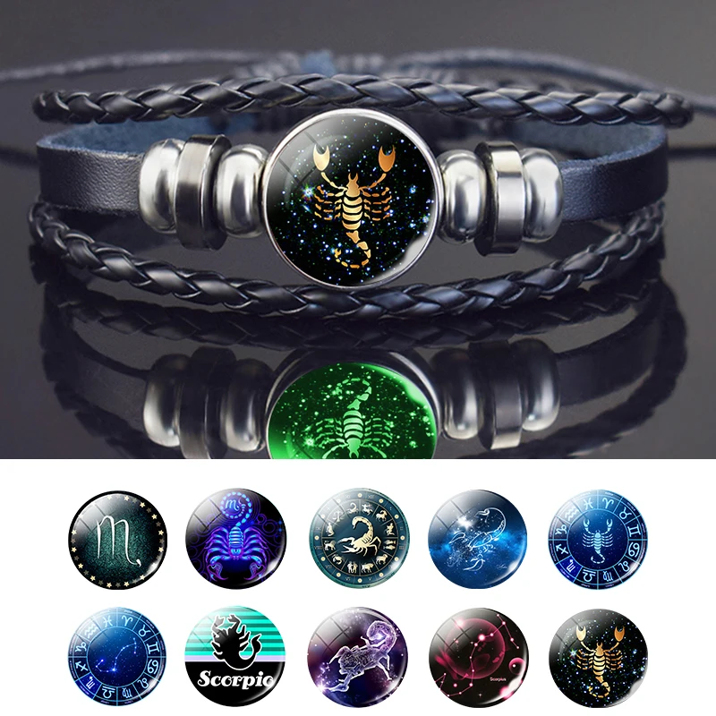 2 Bracciali Regolabili In Pelle Con Costellazione Zodiacale, Fatti A Mano, Per Coppia, Regalo Di Compleanno