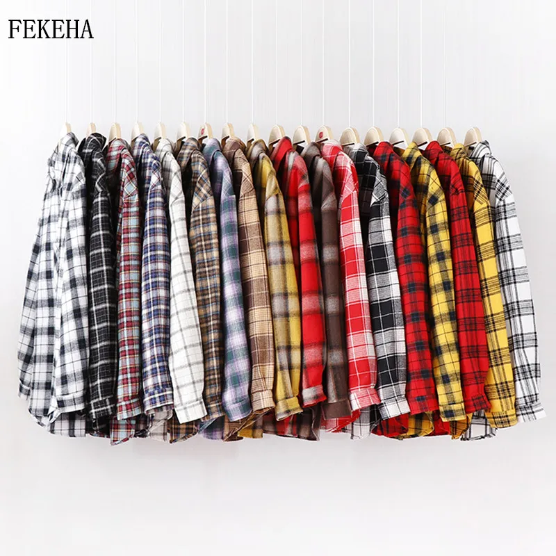 Fashion Women Plaid Shirt Chic Checked 