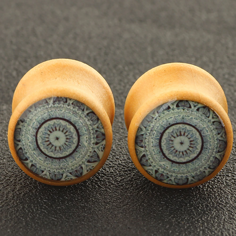 TIANCIFBYJS Logo Earring Gauges Wooden Plugs and Tunnels Set Helix Piercing Expender Ear Lobe Stretcher Sexy Body Jewelry 6-16mm | Украшения