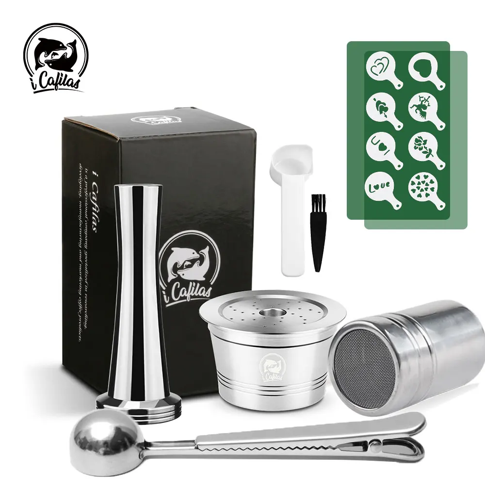 Filtri Da Caffè Riutilizzabili Icafilas Per Caffitaly Tchibo Cafimo Ricarica Per Cialde In Acciaio Inossidabile Capsule Di Caffè Stencil Per Torte Set