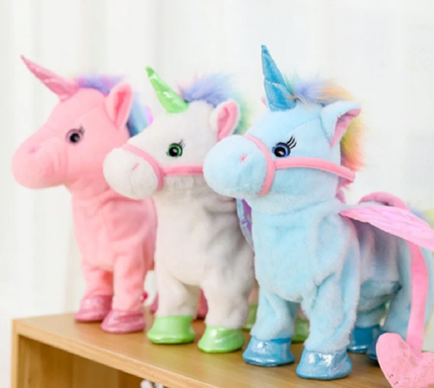 35cm walk unicorn singing unicorn singing electronic toy plush robot horse electronic unicornio animal cactus toy plush toys electric interactive toy