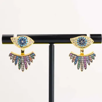 

16X21mm Multi-color plated Cz Cubic Zirconia Eye Stud Earring