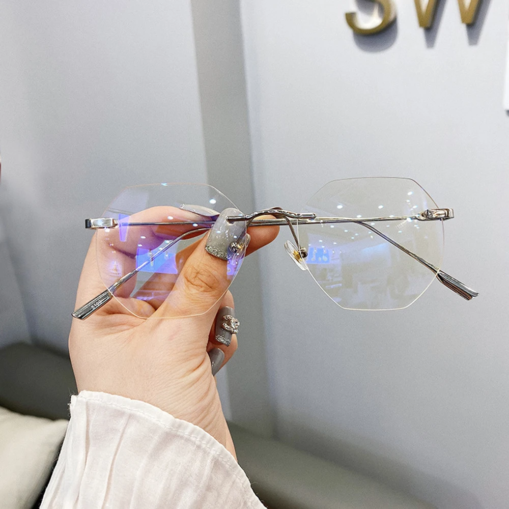 Bloqueo de luz azul sin montura gafas de Marco de las mujeres anteojos para miopía transparente gafas hombres gafas marcos ópticos adulto gafas ► Foto 2/6