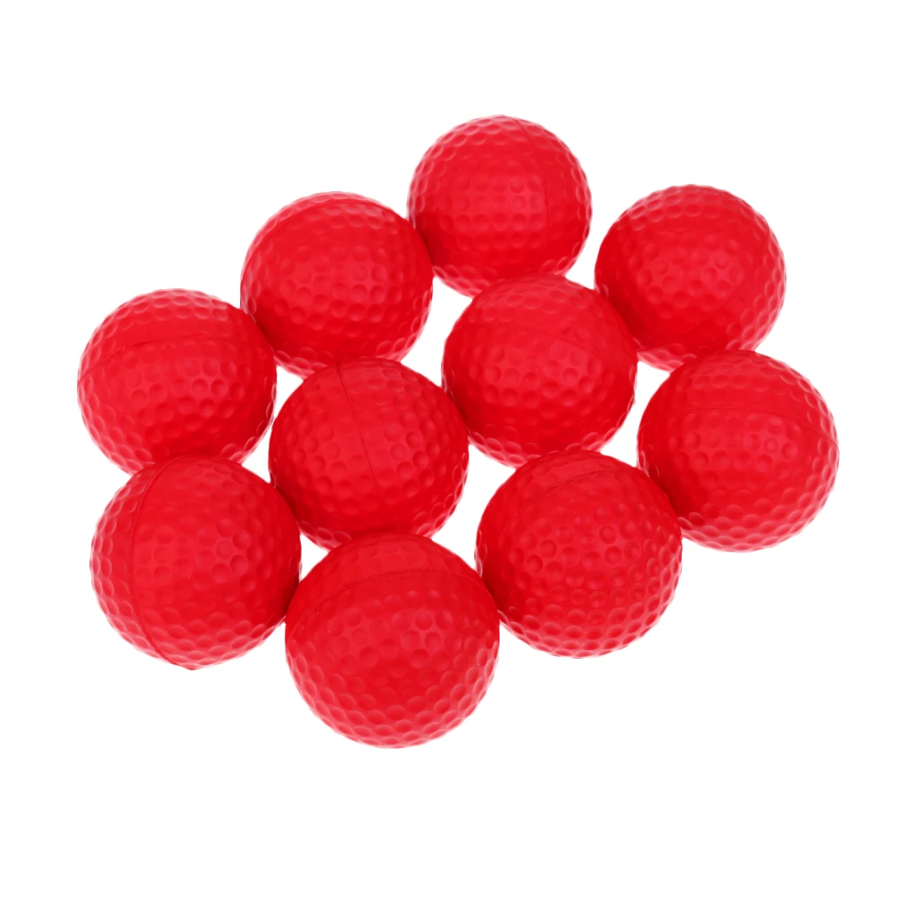 Set of 10 Golf Ball Training Practice Soft Foam Balls 42mm - Various Colors
