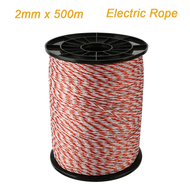 2 Rolls 500m x 2mm 3 Strand Electric Fence Polywire Poly Wire Fencing Energiser