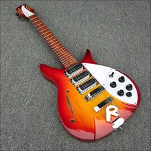 Высокое качество электрогитара, вишневый красный корпус с F отверстием, Ricken 325 электрогитара, Backer 34 дюймов