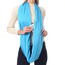 Хит, Женский Одноцветный зимний шарф с карманом, вязаные теплые зимние шарфы, синий, конвертируемый, путешествие, секретный карман, бесконечность
