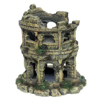 

Colosseum Aquarium Fish Tank Landscaping Decoration Vintage Home Resin Hideaway Shrimp Breeding Hiding Cave Shelter