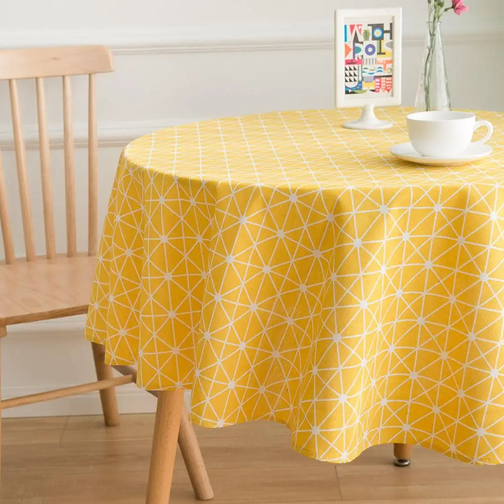 

Withme Cotton and Linen Round tablecloth with kitchen pattern oil-proof Romantic Flower Printing Outdoor Decoration tablecloth
