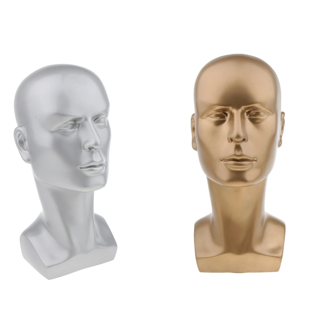 Plastic Male Model Head, Mannequin Manikin Man Head Stand Model Display Wig Hats Glasses Headphone Holder 14'' Tall