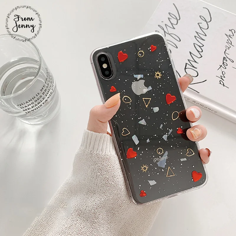 From Jenny Луна Любовь к iPhone 11 pro x xr xs max 6 6s 7 8 Plus прозрачный блесток чехол для телефона из ТПУ с защитой мягкий чехол