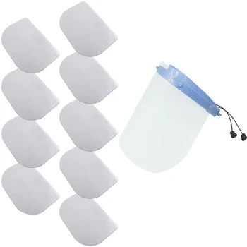 

Adjustable Full Face Shield with 10 Plastic Protective Film Clear Anti-Fog Face Shield Visor for Unisex Work Home