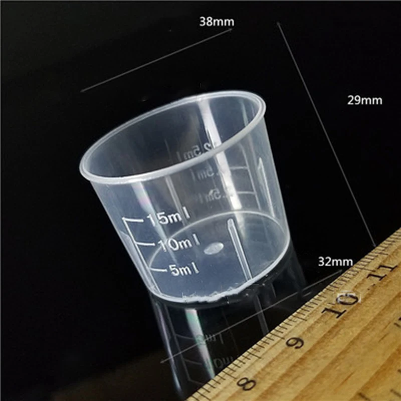 10pcs Measuring Cups 15ml/30ml Transparent Plastic DoubleScale Medicine Clear Measure Liquid