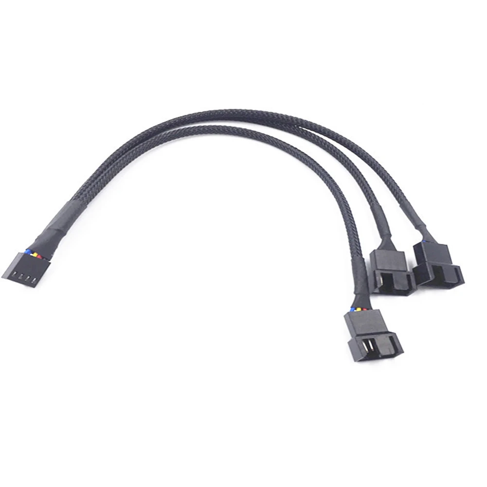 27cm Molex To 3 Way 4Pin Fan Adapter for Computer Case Fan / CPU Fan / Mining Cooling Fans black