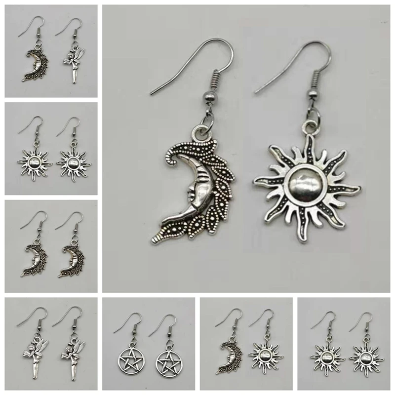 Sun Moon Серьги асимметричные серьги звезд с ангелами лучший подарок для ваших