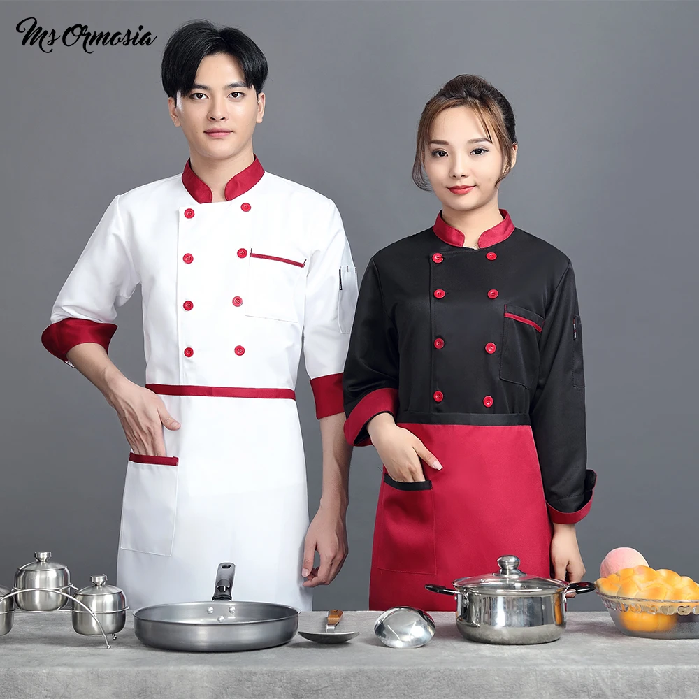 

new High-quality unisex casual chef jacket double-breasted stand-up collar kitchen catering restaurant service working uniform