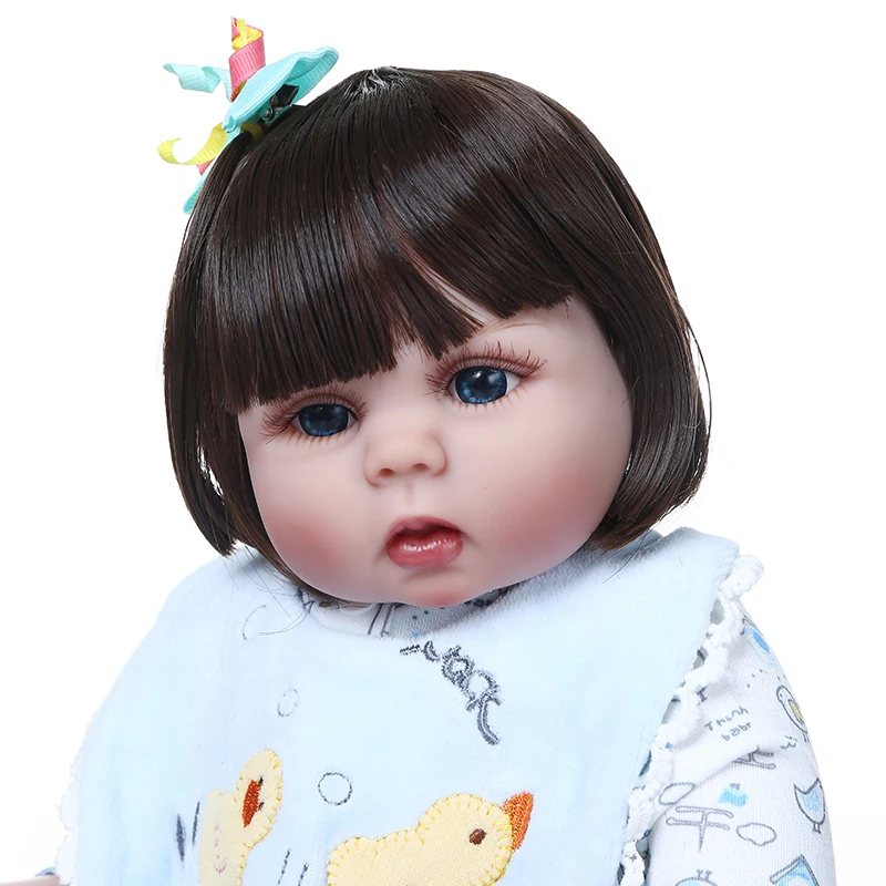 48 см реалистичный младенец Кукла reborn baby doll полный мягкий, силиконовый, гибкий милый ребенок в переноске мешок спальный корзина новорожденный ba