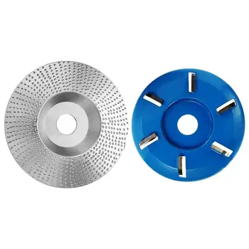 

2pcs 6 Teeth 90mm Blue Circular Grinding Wood Carving Cutter Disc Milling Attachment 100mm Woodworking Sanding Barbed Disc