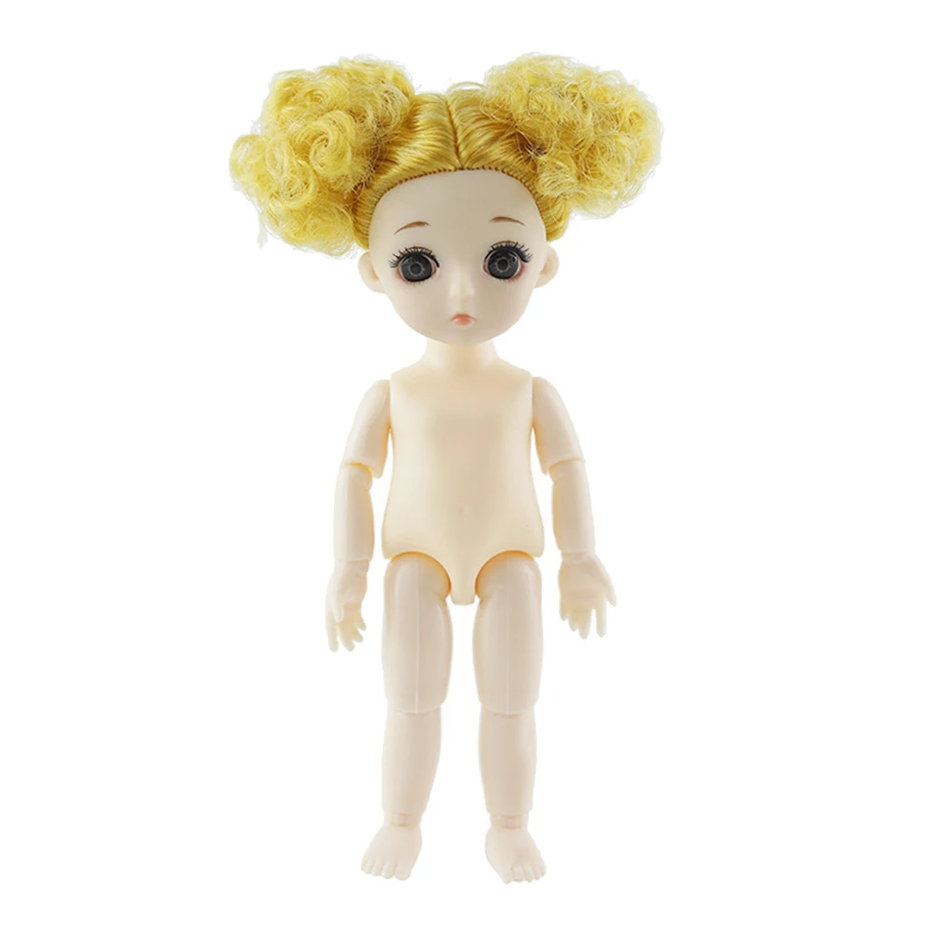 16 см фигурка куклы BJD, гибкий 13 суставов манекен голый девушка куклы с головой волосы полный набор для изготовления кукол принадлежности - Цвет: Gray