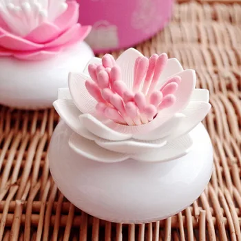 

Lotus Cotton Swab Box Case Container Toothpicks Holder Storage Box Organizer Home Table Decoration
