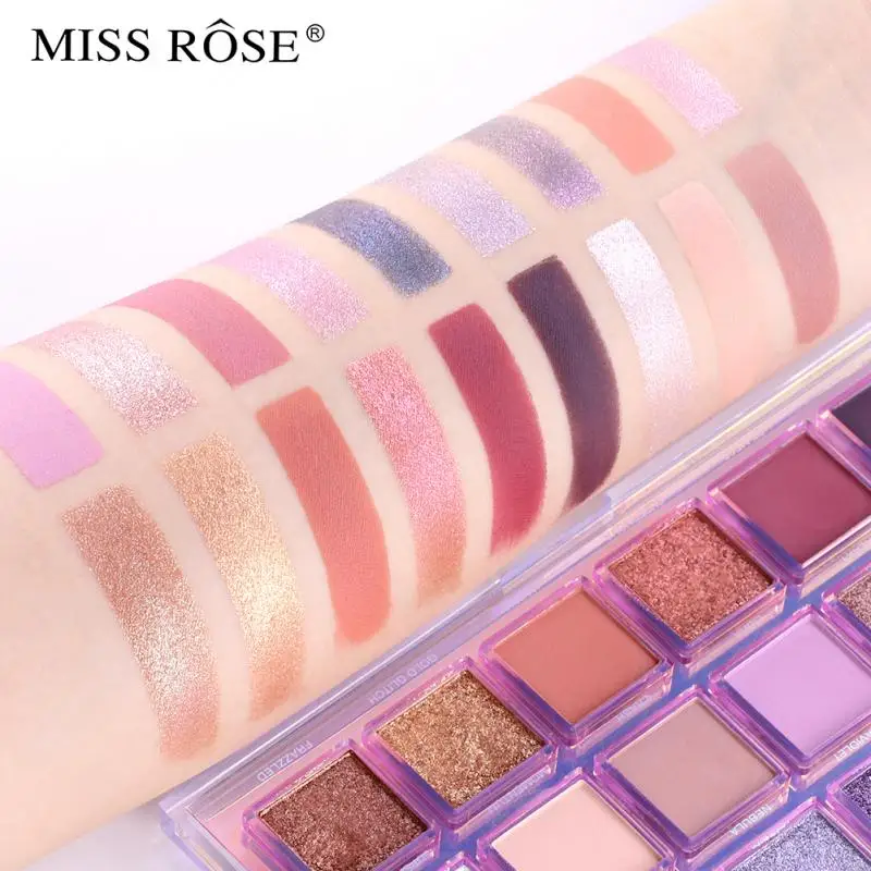 MISS ROSE 18 Colors Eyeshadow Palette Water Reverse Matte Glitter Eye Powder Long-wearing Waterproof Eye Shadow Palette TSLM1 MISS ROSE 18 Colors Eyeshadow Palette Water Reverse Matte Glitter Eye Powder Long-wearing Waterproof Eye Shadow Palette TSLM1
