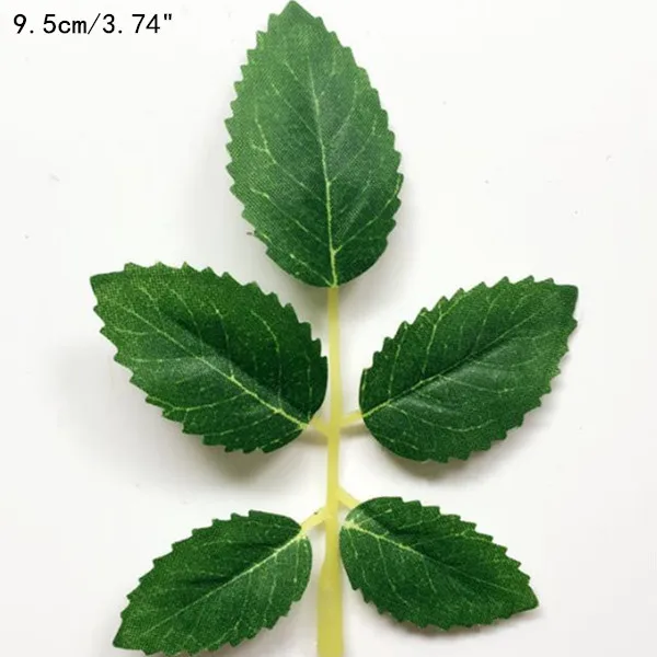 green 9.5cm 100 шт./лот Искусственный лист розы Имитация зелени шелкография для свадебных цветов аксессуары для дома Декоративные искусственные - Цвет: green 9.5cm