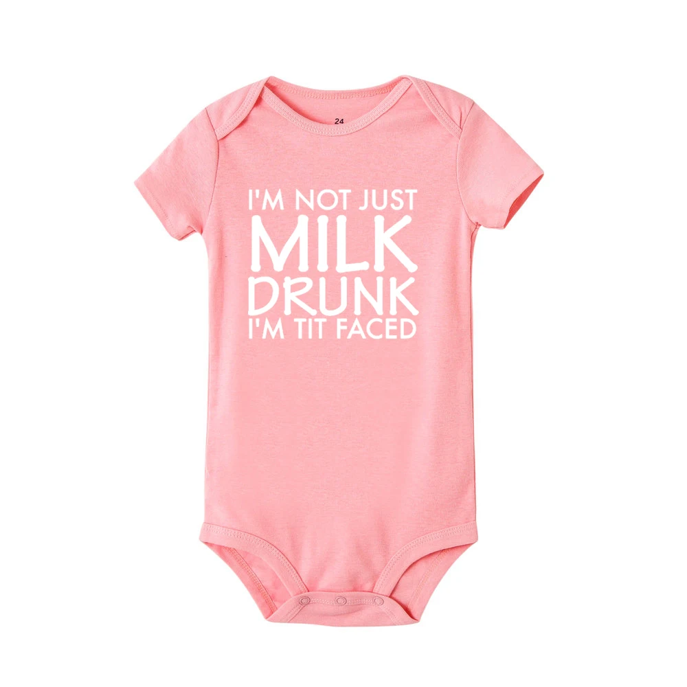 Летний хлопчатобумажный детский спортивный костюм «I'm Just Milk Drunk», забавные детские милые Боди, костюм с принтом букв для маленьких