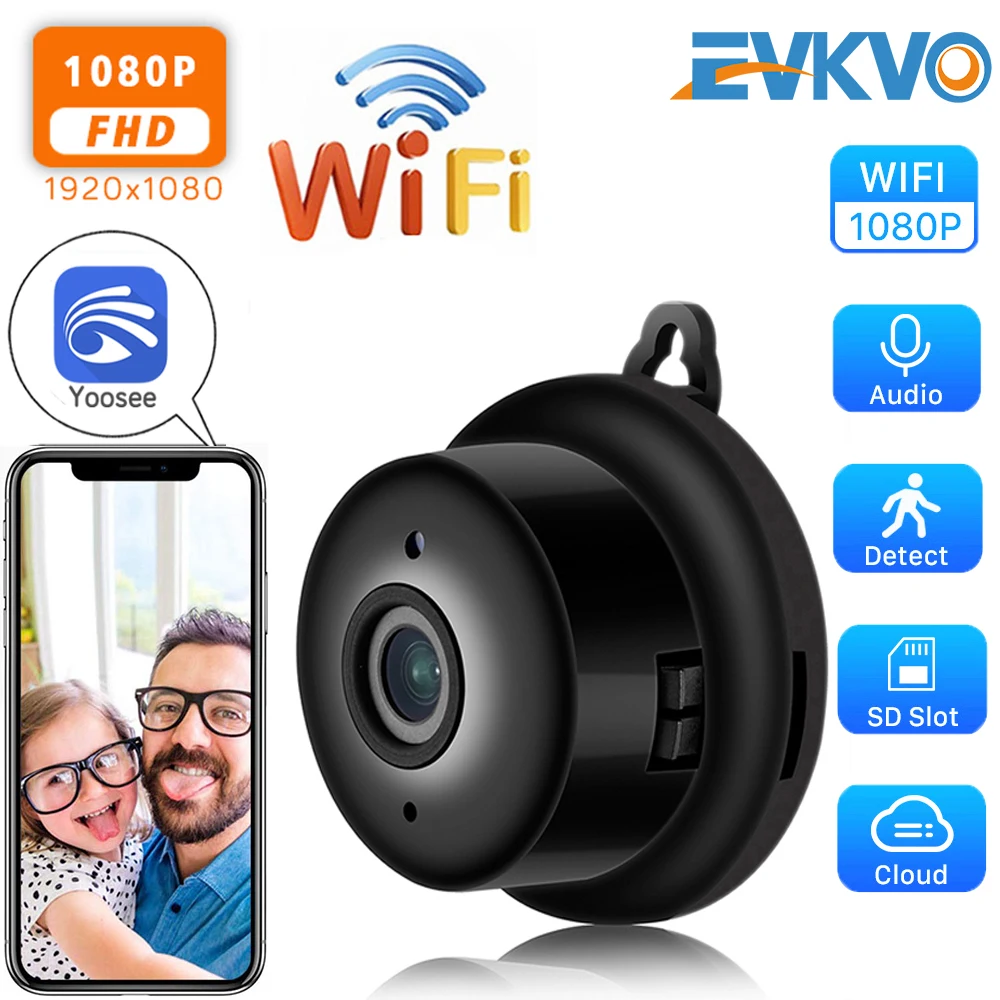 EVKVO 1080P мини камера WIFI видеонаблюдения для умного дома инфракрасная ночного