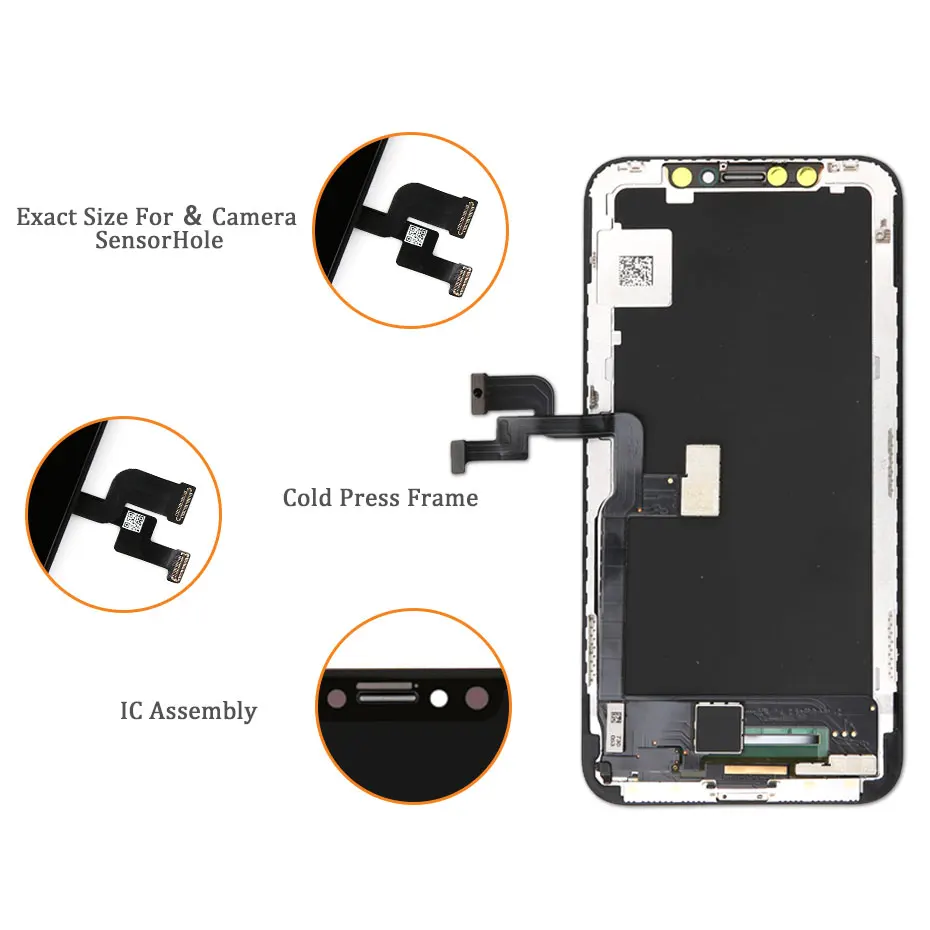 AAA+++ For iPhone X OLED With 3D LCD Touch Digitizer Assembly  LCD Screen Replacement Display For iPhoneX LCD No Dead Pixel