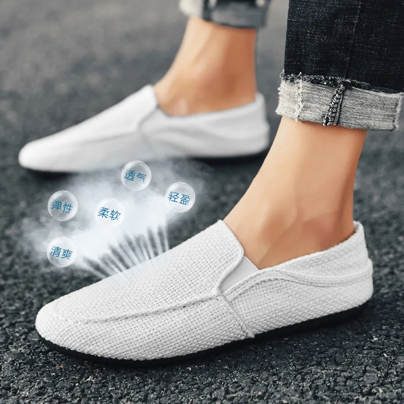 

2019 Summer Flax Breathable Moccosins MEN'S Casual Shoes Driving Slip-on Loafers