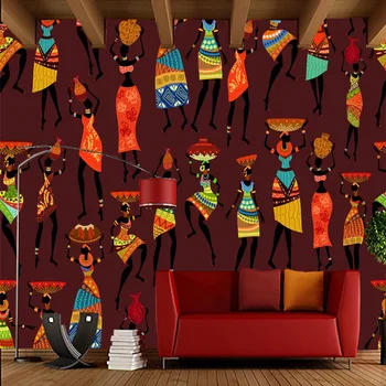 

Papel de parede African ethnic style african woman 3d wallpaper mural,living room tv sofa wall bedroom wall papers home decor