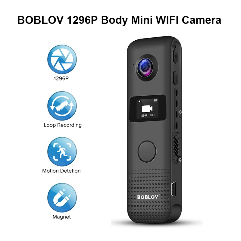  BOBLOV Mini Camera WIFI HD 1296P 32GB Professional BodyCam Micro Magnet Cameras Motion Detection Lo