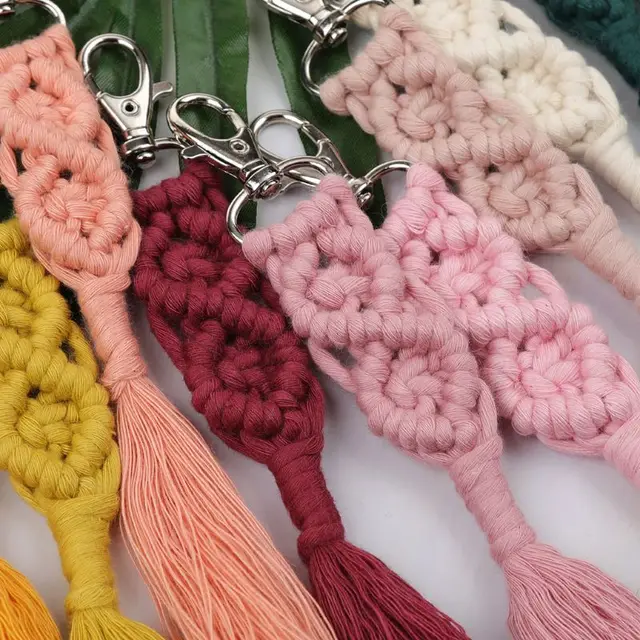 Tassel Keychain Macrame Key Chain Key Ring Keychains for Ladies Handmade Custom Kychain Ring Bag Charm Gift for Women 3
