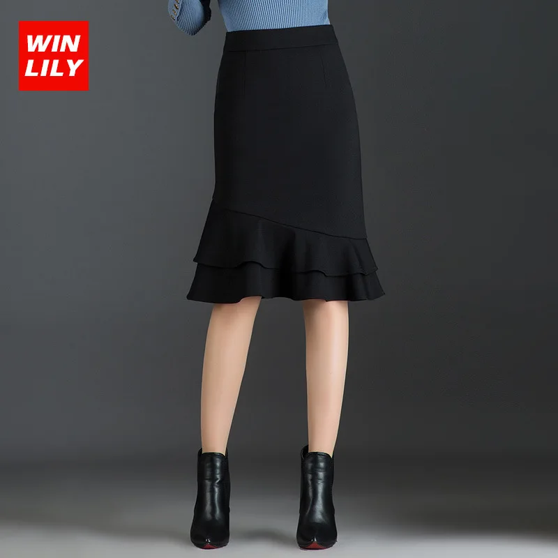 

Fishtail Skirt Skirt Sheath Short Skirt Women's Autumn And Winter 2019 New Style One-step Skirt High-waisted Flounced Wrapped Sk