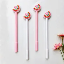 2 шт. гелевая ручка с радужной кошачьей лапой Kawaii черная ручка для подписи для детей, студентов, офиса, школы, канцелярские принадлежности, мультяшная рекламная ручка