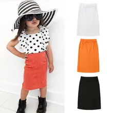 Новинка; 3 цвета; однотонная трикотажная юбка для маленьких девочек; облегающая короткая летняя одежда