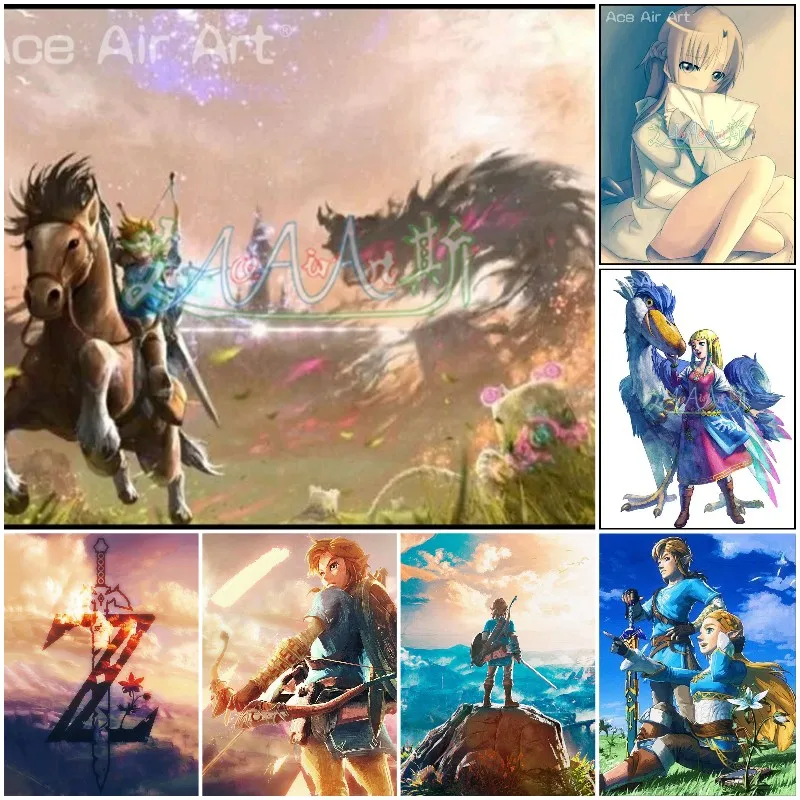 New 5D Diamond Painting Cartoon Zelda Wall Art Picture Full Square Round Embroidery Mosaic Cross Stitch Home Decor | Дом и сад