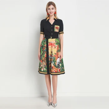 

Xiaomoli Temperaments-slimming and waist-shrinking crown animal world print vintage dress for women's fashion 2019