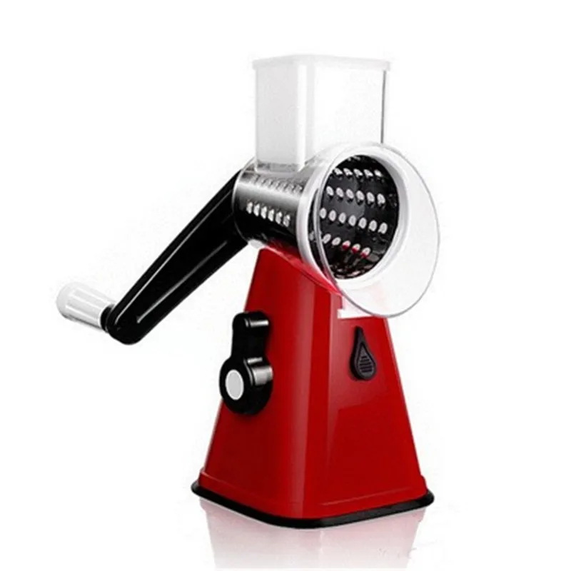 Multi-function Food Slicer Manual Hand Speedy Safe Vegetables Chopper Cutter with 3 Cylindrical Stainless Steel Blades