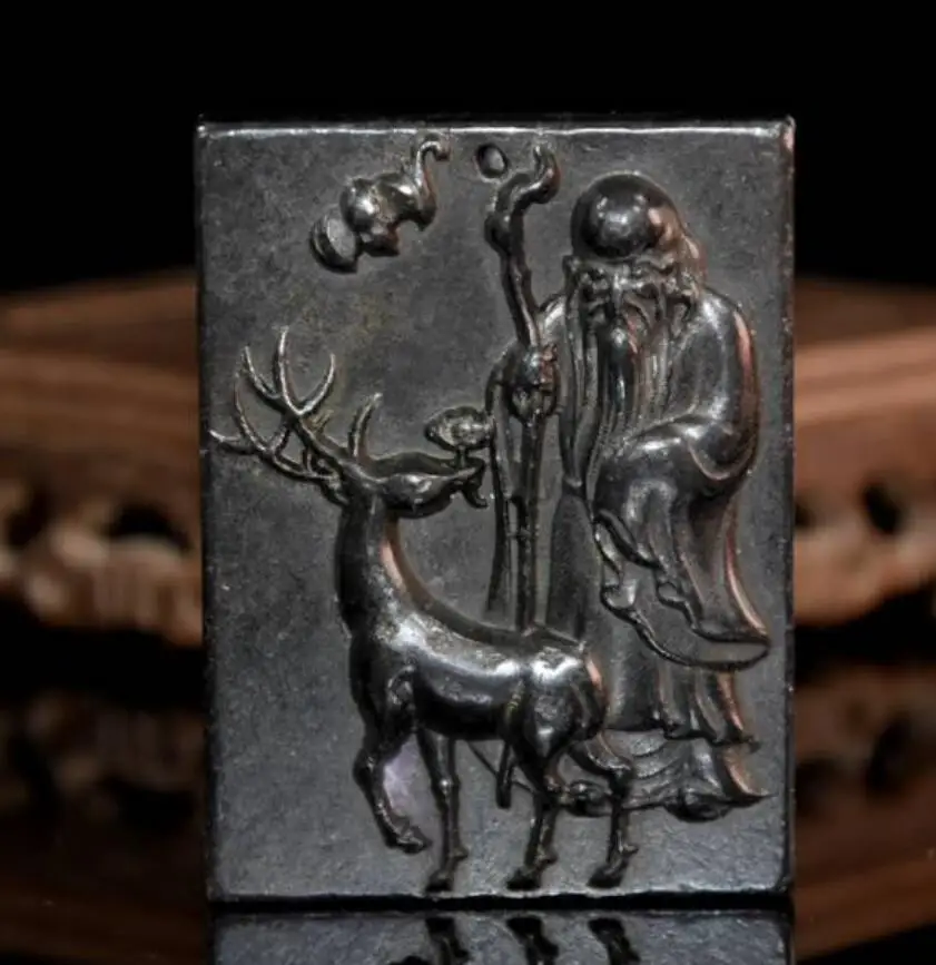 Hongshan culture archaize black iron meteorite longevity Buddha amulet