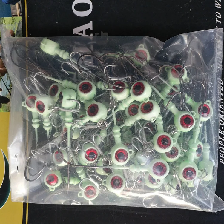 Ufishing 글로우 웜 루어 후크 2024 소프트 미끼 용 지그 헤드 낚시 후크 15 개/몫 7g 10g 13g