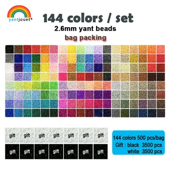 

144colors/set Yantjouet 2.6mm EVA Mini Beads kit Gift Black/White 3500pcs Hama Beads Perler Beads Diy Puzzles Iron Beads