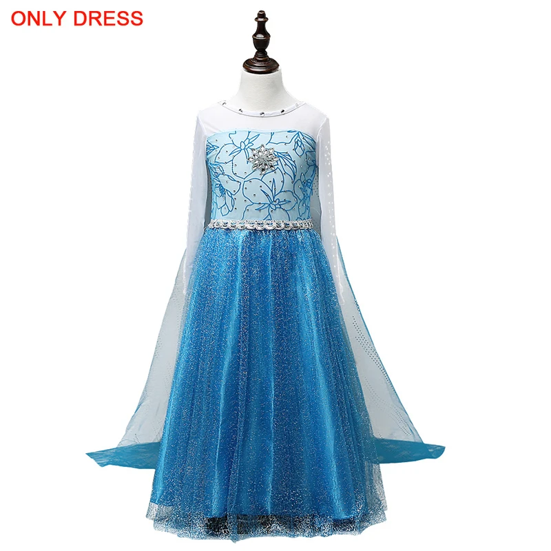 Новинка года; платье принцессы Анны и Эльзы 2; платье Снежной Королевы для девочек; маскарадный костюм на Хэллоуин; зимний костюм Эльзы для детей; Vestidos - Цвет: only dress G