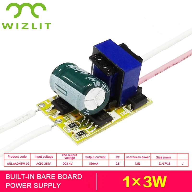 

1*3W Lighting Transformers Built-in Transformers for LEDs Power Supply Built-in Input Voltage 90-265V Output Voltage 3-4V
