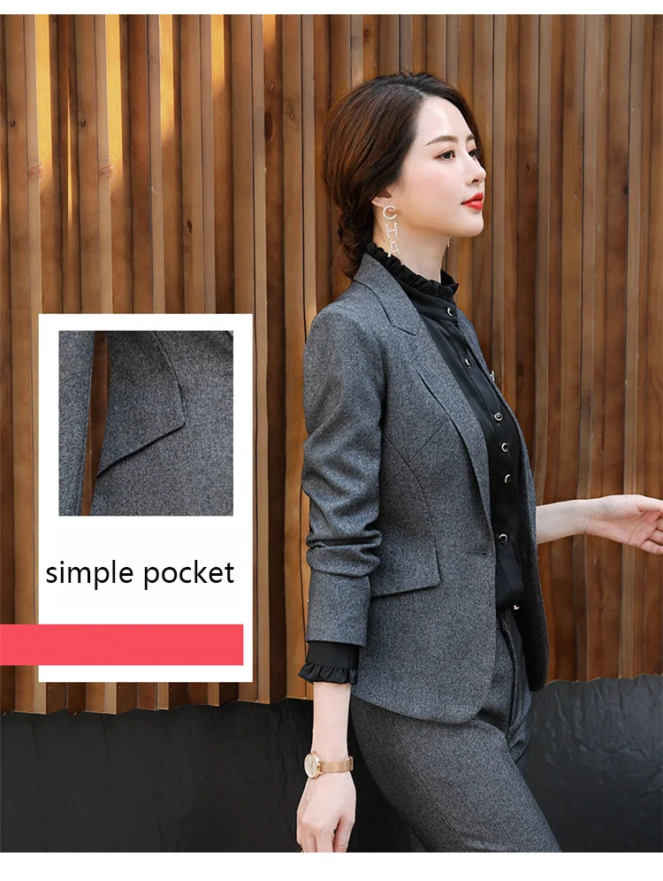 Temperament fashion professional Women suit OL Office Lady suit Business interview suit set Slim fit Blazer and pants