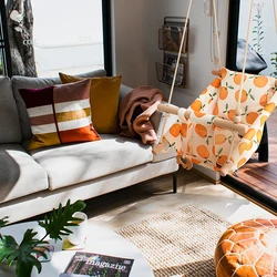 Chaise pivotante en toile pour bébé, panier en bois, pour l'intérieur et l'extérieur, petit format 