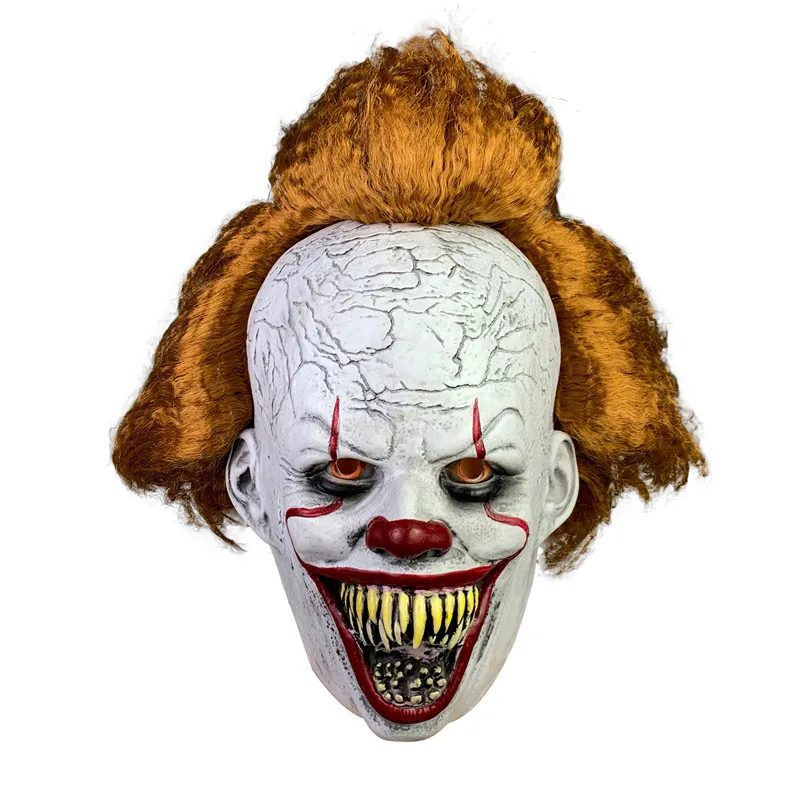 

Joker Pennywise Mask Stephen King It Chapter Two 2 Horror Clown Cosplay Latex Masks with Golden Wig Halloween Party
