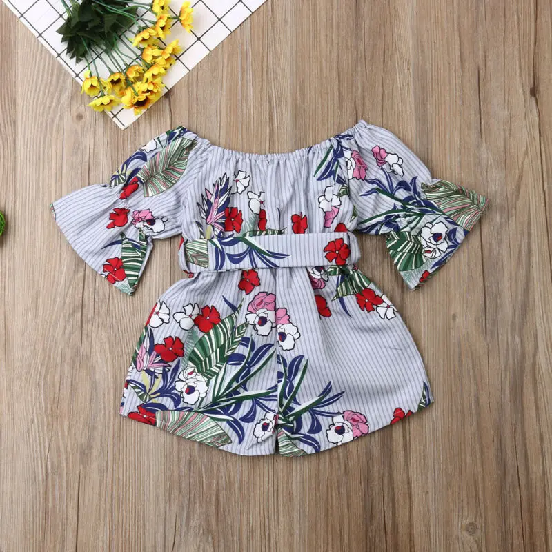 Одежда для маленьких девочек от 1 до 4 лет Комбинезон Комбинезоны с короткими рукавами, комплект одежды